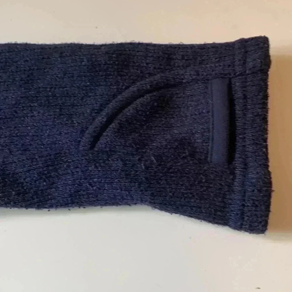 Athleta blue, zip  up, fitted, midweight jacket w holes for thumbs, pockets,hood - Picture 3 of 8